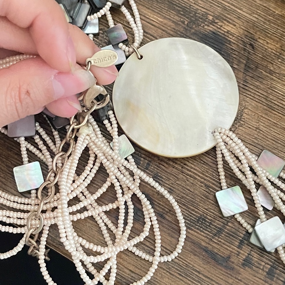 Chicos Shell Beaded Statement Necklace - image 2